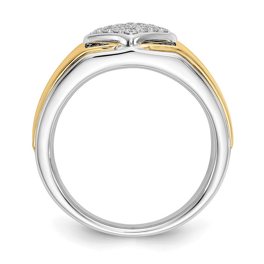 14k Two-tone Black and White Diamond Mens Ring