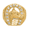 14k Mens 1/2 carat Diamond Horseshoe with Horse in Center Mens Ring