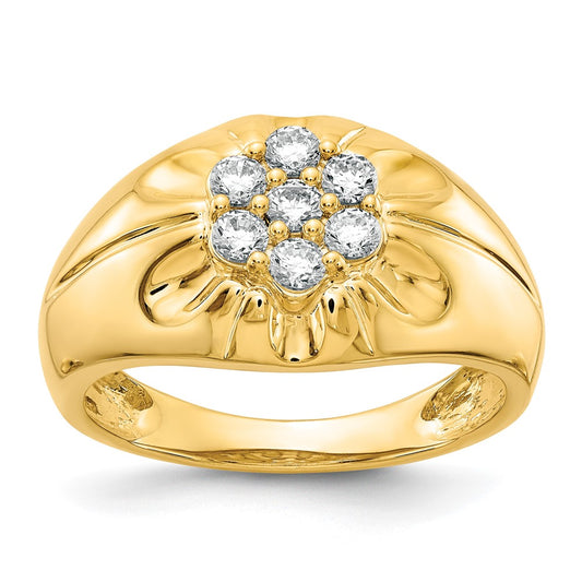 14k 3/4 carat Diamond Mens Cluster Ring
