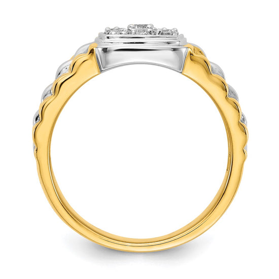 14k Two-Tone 3/8 carat Lab Grown Diamond VS/SI+ G+ Complete Cluster Men's Ring