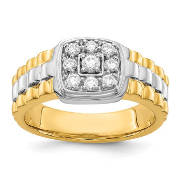 14k Two-Tone 3/8 carat Lab Grown Diamond VS/SI+ G+ Complete Cluster Men's Ring