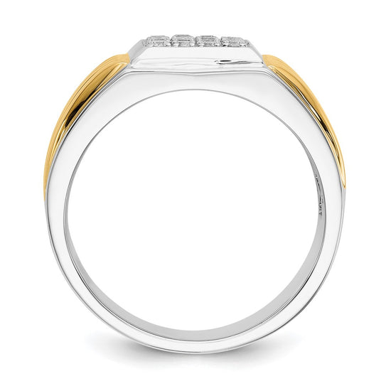 14k Two-tone Diamond Square Mens Ring