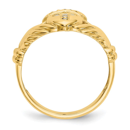 14k Mens 1/20 carat AA Diamond Claddagh Ring