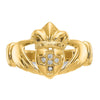 14k Mens 1/20 carat AA Diamond Claddagh Ring