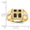 14k Onyx and Diamond Cross Mens Ring