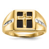 14k .02 carat Lab Grown Diamond VS/SI+ G+ and Onyx Cross Men's Ring