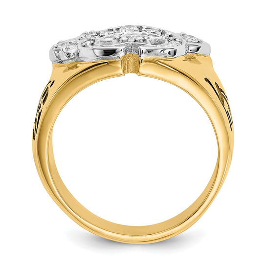 14k Two-Tone 3/8 carat Lab Grown Diamond VS/SI+ G+ Complete Men's Shriner's Ring