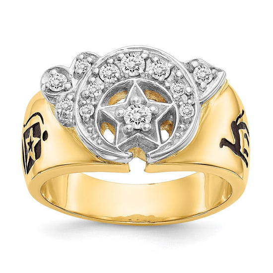 14k Two-Tone 3/8 carat Lab Grown Diamond VS/SI+ G+ Complete Men's Shriner's Ring