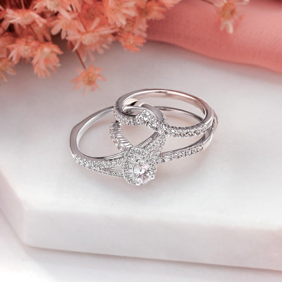 14k White Gold Halo Plus (Holds 1/2 carat (6x4mm) Pear Center) 3/8 carat Diamond Semi-mount Engagement Ring