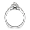 14k White Gold Halo Plus (Holds 1/2 carat (6x4mm) Pear Center) 3/8 carat Diamond Semi-mount Engagement Ring