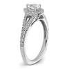 14k White Gold Halo Plus (Holds 1/2 carat (6x4mm) Pear Center) 3/8 carat Diamond Semi-mount Engagement Ring