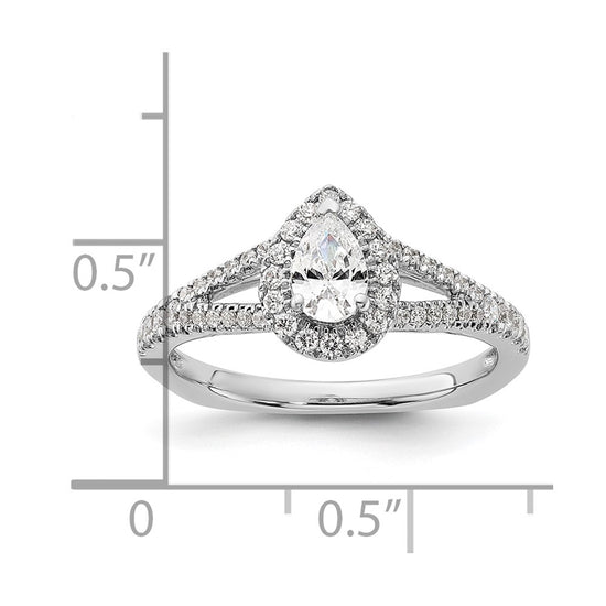 14k White Gold Halo Plus (Holds 1/2 carat (6x4mm) Pear Center) 3/8 carat Diamond Semi-mount Engagement Ring