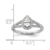 14k White Gold Halo Plus (Holds 1/2 carat (6x4mm) Pear Center) 3/8 carat Diamond Semi-mount Engagement Ring