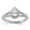14k White Gold Halo Plus (Holds 1/2 carat (6x4mm) Pear Center) 3/8 carat Diamond Semi-mount Engagement Ring
