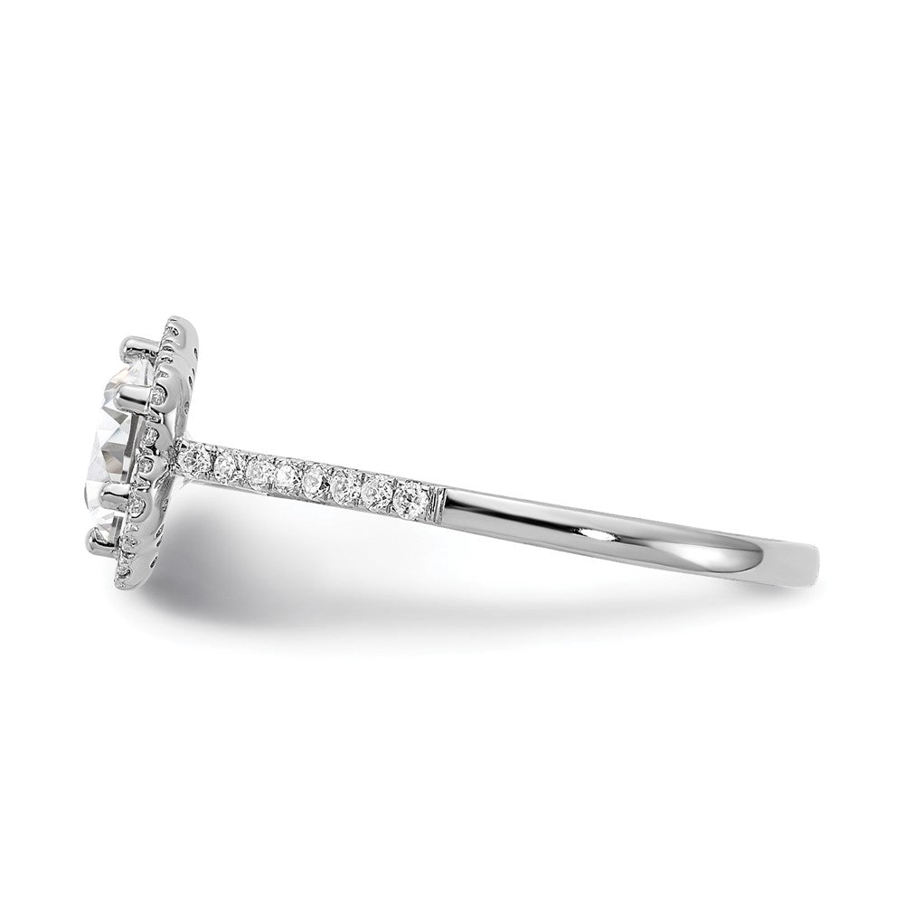 14k White Gold Hexagon Halo (Holds 3/4 carat (6.00mm) Round Center) 1/4 carat Diamond Semi-mount Engagement Ring
