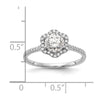 14k White Gold Hexagon Halo (Holds 3/4 carat (6.00mm) Round Center) 1/4 carat Diamond Semi-mount Engagement Ring