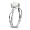 14k White Gold Created Opal and Diamond Heart Ring
