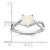 14k White Gold Created Opal and Diamond Heart Ring