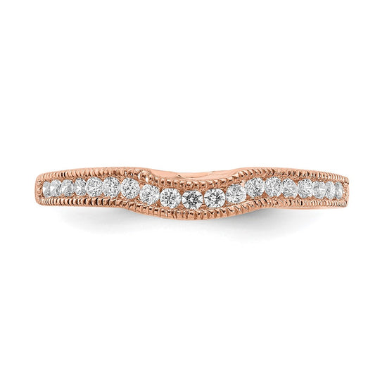 10k Rose Gold 1/4 carat Lab Grown Diamond VS/SI+ G+ Complete Contoured Wedding Band