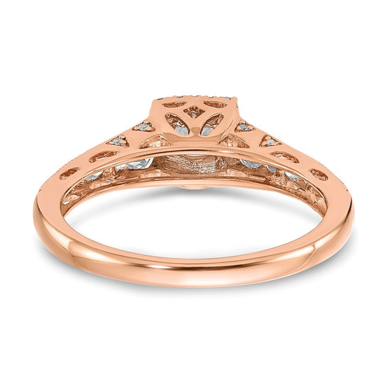 14k Rose Gold 7/8 carat Lab Grown Diamond VS/SI+ G+ Complete Petite Halo Engagement Ring