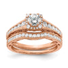 14k Rose Gold 7/8 carat Lab Grown Diamond VS/SI+ G+ Complete Petite Halo Engagement Ring