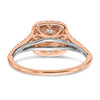 14k Rose and White Gold Double Halo (Holds 1/3 carat (4.5mm) Round Center) 1/2 carat Diamond Semi-mount Engagement Ring