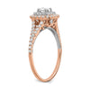 14k Rose and White Gold Double Halo (Holds 1/3 carat (4.5mm) Round Center) 1/2 carat Diamond Semi-mount Engagement Ring