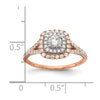 14k Rose and White Gold Double Halo (Holds 1/3 carat (4.5mm) Round Center) 1/2 carat Diamond Semi-mount Engagement Ring