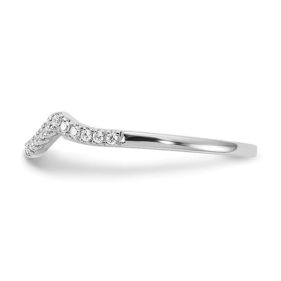 14k White Gold 1/8 carat Diamond Contoured Complete Wedding Band