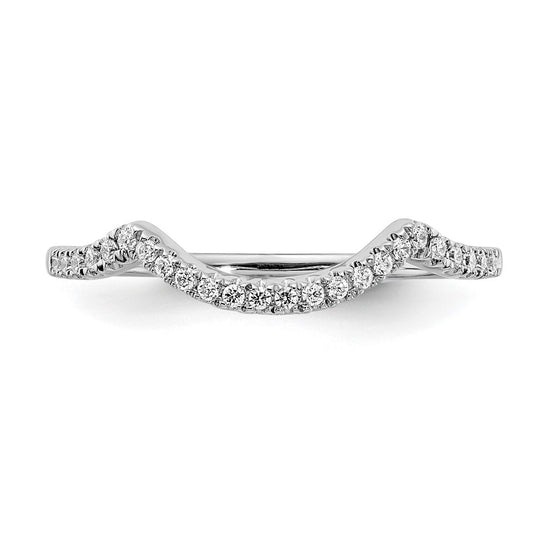 14k White Gold 1/8 carat Diamond Contoured Complete Wedding Band