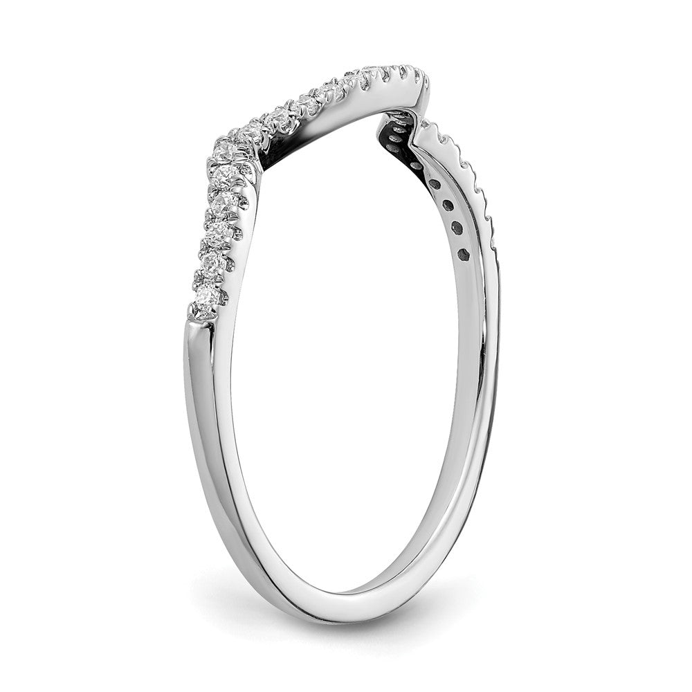 14k White Gold 1/8 carat Diamond Contoured Complete Wedding Band