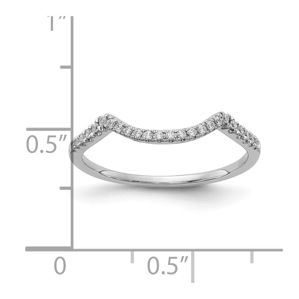 14k White Gold 1/8 carat Diamond Contoured Complete Wedding Band