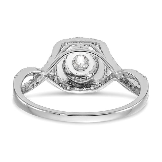14k White Gold Double Halo (Holds 1/3 carat (4.5mm) Round Center) 3/8 carat Diamond Semi-mount Engagement Ring