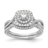 14k White Gold Double Halo (Holds 1/3 carat (4.5mm) Round Center) 3/8 carat Diamond Semi-mount Engagement Ring