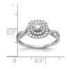 14k White Gold Double Halo (Holds 1/3 carat (4.5mm) Round Center) 3/8 carat Diamond Semi-mount Engagement Ring