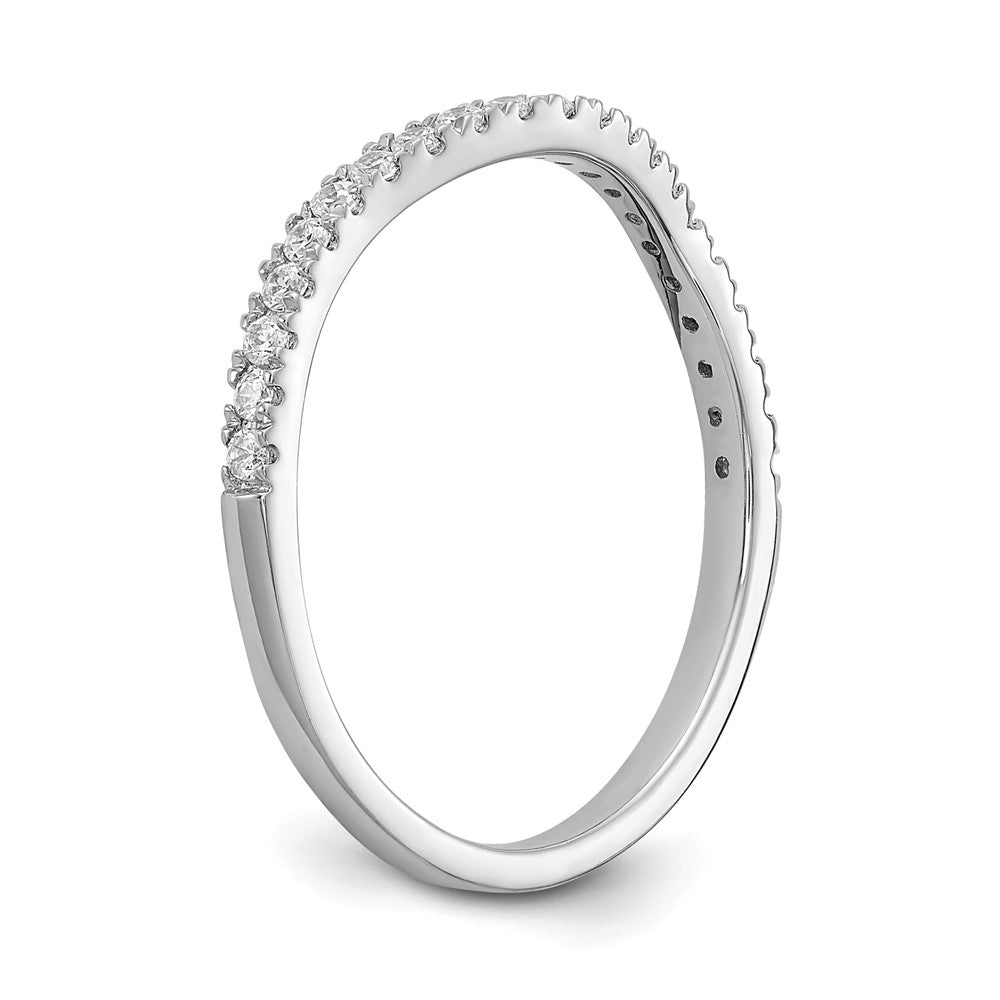 14k White Gold 1/5 carat Diamond Contoured Complete Wedding Band