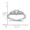 14K White Gold 3-Stone Plus (Holds 1/2 carat (5.5mm) Round Center) 2-3.00mm and 2-2.00mm Round Side Diamonds Semi-Mount Engagement Ring