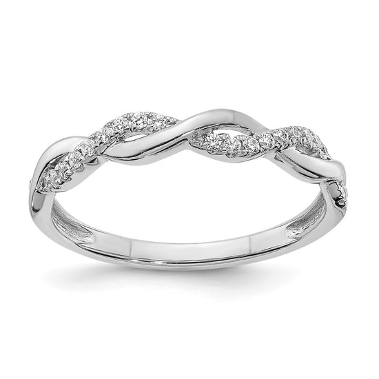 14k White Gold Criss-Cross 1/8 carat Diamond Complete Wedding Band