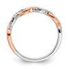 14k White and Rose Gold Criss-Cross 1/8 carat Diamond Complete Wedding Band