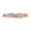 14k White and Rose Gold Criss-Cross 1/8 carat Diamond Complete Wedding Band