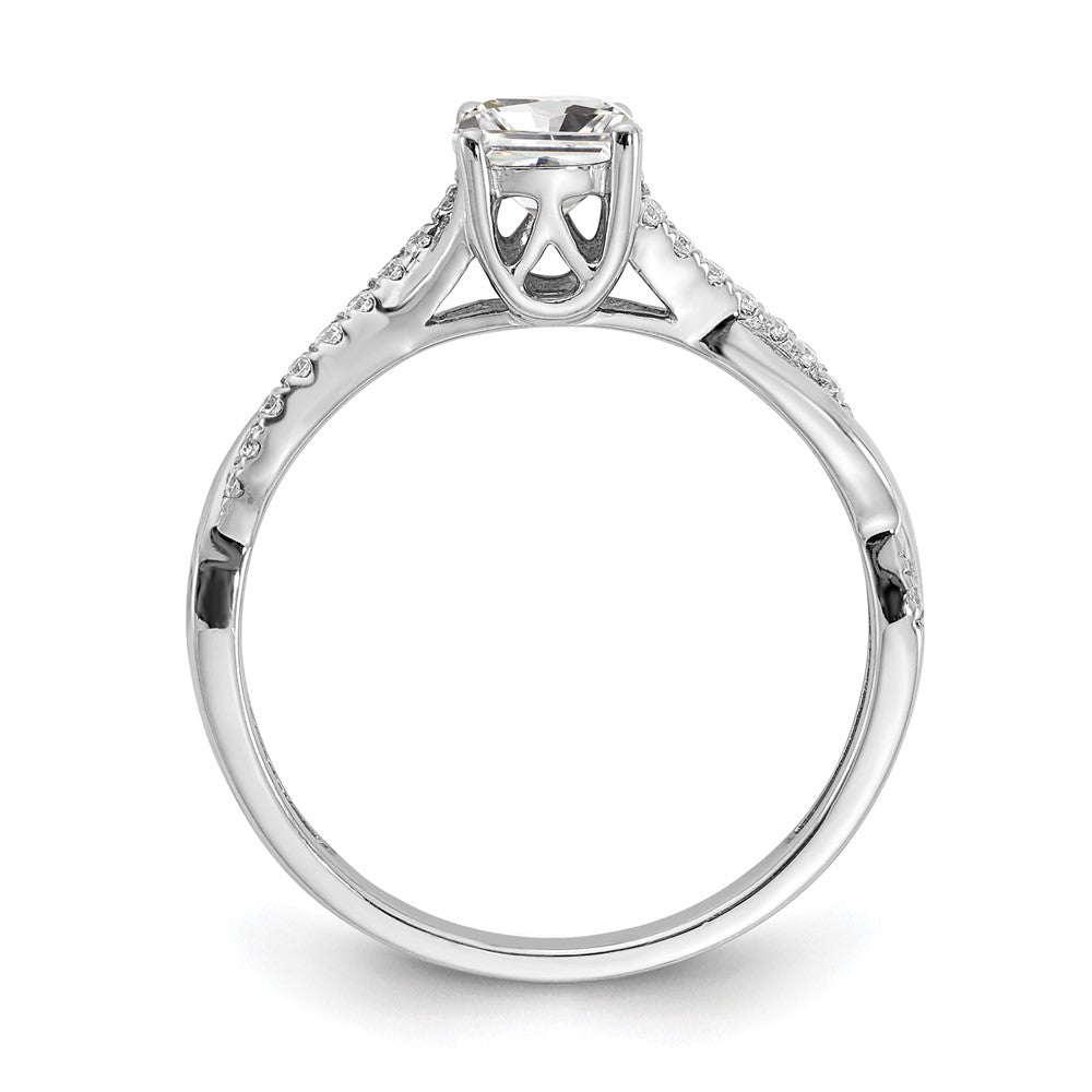 14k White Gold Criss-Cross (Holds 1/2 carat (5.2mm) Round Center) 1/8 carat Diamond Semi-mount Engagement Ring