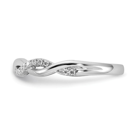 14k White Gold 1/8 carat Diamond Twist Design Complete Wedding Band