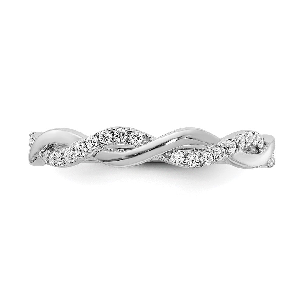 14k White Gold 1/8 carat Diamond Twist Design Complete Wedding Band