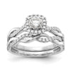 14k White Gold Halo Twist Design (Holds 3/8 carat (4.6mm) Round Center) 1/4 carat Diamond Semi-mount Engagement Ring