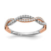 14k White and Rose Gold Criss-Cross 1/4 carat Diamond Complete Wedding Band