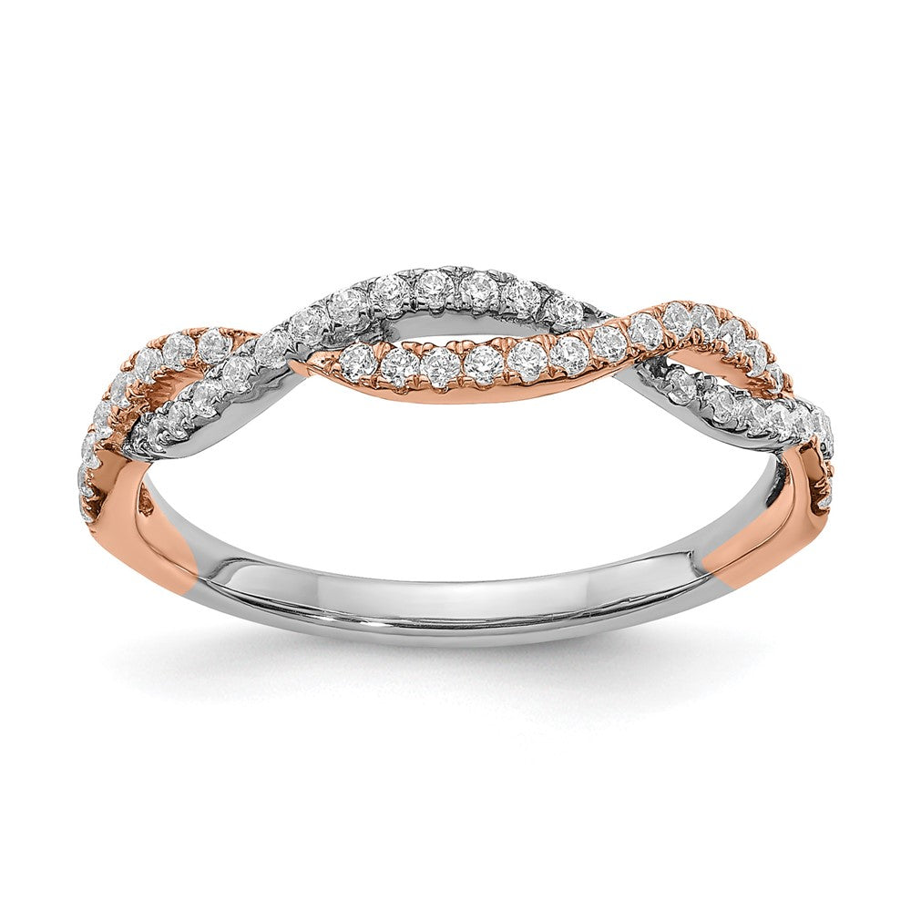 14k White and Rose Gold Criss-Cross 1/4 carat Diamond Complete Wedding Band