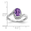 14k White Gold Oval Gemstone and Diamond Bypass Ring