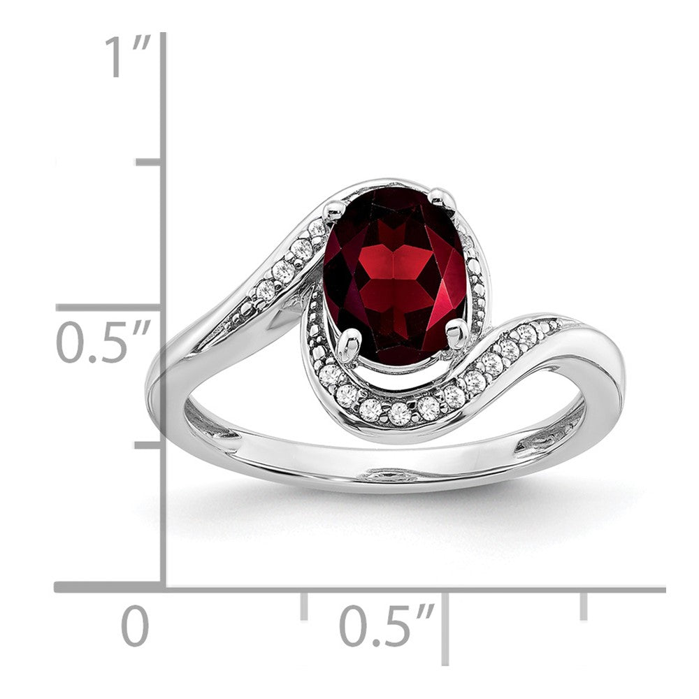 14k White Gold Oval Gemstone and Diamond Bypass Ring