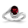 14k White Gold Oval Gemstone and Diamond Bypass Ring
