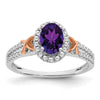 14k White Gold w/RG Accent Gemstone and Diamond Halo Ring